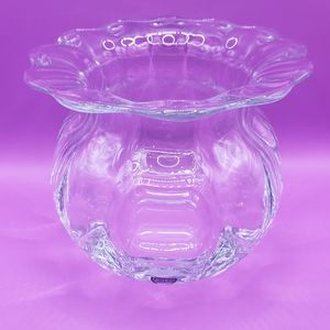 Vintage Orrefors Swedish  clear crystal ruffle rim flower vase